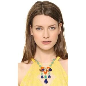 Kate Spade Riviera Garden Multi Gem Statement Necklace Gold Tone NWT